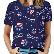 AILLOSA YH-397 Tamamı Baskılı Kısa Kollu Yuvarlak Yaka Kadın T-shirt