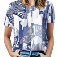 AILLOSA YH-398 Tamamı Baskılı Kısa Kollu Yuvarlak Yaka Kadın T-shirt