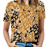 AILLOSA YH-399 Tamamı Baskılı Kısa Kollu Yuvarlak Yaka Kadın T-shirt
