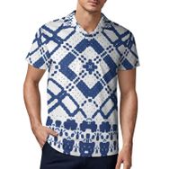 AILLOSA YH-40 3D Baskılı Desen Kısa Kollu Polo Yaka Erkek T-shirt