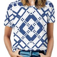 AILLOSA YH-40 Tamamı Baskılı Kısa Kollu Yuvarlak Yaka Kadın T-shirt