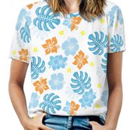 AILLOSA YH-404 Tamamı Baskılı Kısa Kollu Yuvarlak Yaka Kadın T-shirt