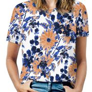 AILLOSA YH-406 Tamamı Baskılı Kısa Kollu Yuvarlak Yaka Kadın T-shirt