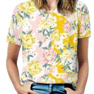 AILLOSA YH-407 Tamamı Baskılı Kısa Kollu Yuvarlak Yaka Kadın T-shirt