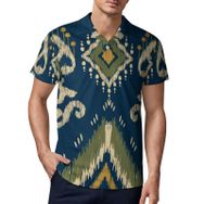 AILLOSA YH-41 3D Baskılı Desen Kısa Kollu Polo Yaka Erkek T-shirt
