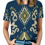AILLOSA YH-41 Tamamı Baskılı Kısa Kollu Yuvarlak Yaka Kadın T-shirt