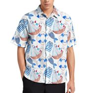 AILLOSA YH-411 Aloha Hawaii 3D Desen Kısa Kollu Erkek Gömlek