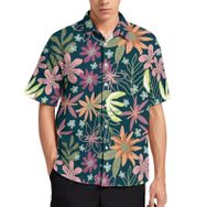 AILLOSA YH-413 Aloha Hawaii 3D Desen Kısa Kollu Erkek Gömlek