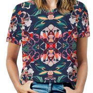 AILLOSA YH-416 Tamamı Baskılı Kısa Kollu Yuvarlak Yaka Kadın T-shirt