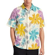 AILLOSA YH-419 Aloha Hawaii 3D Desen Kısa Kollu Erkek Gömlek