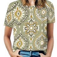 AILLOSA YH-42 Tamamı Baskılı Kısa Kollu Yuvarlak Yaka Kadın T-shirt