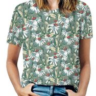AILLOSA YH-420 Tamamı Baskılı Kısa Kollu Yuvarlak Yaka Kadın T-shirt
