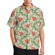 AILLOSA YH-422 Aloha Hawaii 3D Desen Kısa Kollu Erkek Gömlek