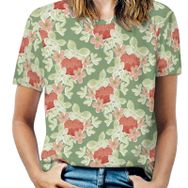 AILLOSA YH-422 Tamamı Baskılı Kısa Kollu Yuvarlak Yaka Kadın T-shirt
