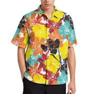 AILLOSA YH-423 Aloha Hawaii 3D Desen Kısa Kollu Erkek Gömlek