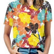 AILLOSA YH-423 Tamamı Baskılı Kısa Kollu Yuvarlak Yaka Kadın T-shirt
