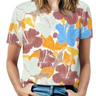 AILLOSA YH-424 Tamamı Baskılı Kısa Kollu Yuvarlak Yaka Kadın T-shirt
