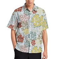 AILLOSA YH-427 Aloha Hawaii 3D Desen Kısa Kollu Erkek Gömlek