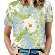 AILLOSA YH-428 Tamamı Baskılı Kısa Kollu Yuvarlak Yaka Kadın T-shirt