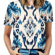 AILLOSA YH-43 Tamamı Baskılı Kısa Kollu Yuvarlak Yaka Kadın T-shirt