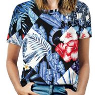 AILLOSA YH-430 Tamamı Baskılı Kısa Kollu Yuvarlak Yaka Kadın T-shirt