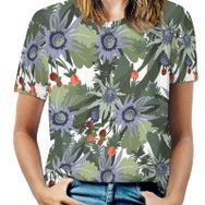 AILLOSA YH-431 Tamamı Baskılı Kısa Kollu Yuvarlak Yaka Kadın T-shirt