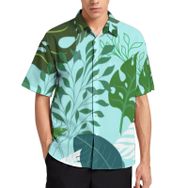 AILLOSA YH-435 Aloha Hawaii 3D Desen Kısa Kollu Erkek Gömlek