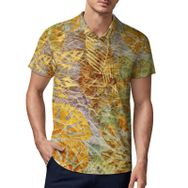 AILLOSA YH-44 3D Baskılı Desen Kısa Kollu Polo Yaka Erkek T-shirt