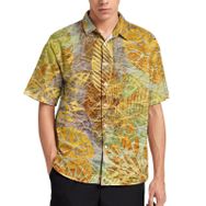 AILLOSA YH-44 Aloha Hawaii 3D Desen Kısa Kollu Erkek Gömlek
