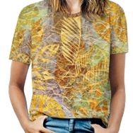 AILLOSA YH-44 Tamamı Baskılı Kısa Kollu Yuvarlak Yaka Kadın T-shirt