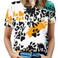 AILLOSA YH-444 Tamamı Baskılı Kısa Kollu Yuvarlak Yaka Kadın T-shirt