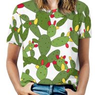 AILLOSA YH-445 Tamamı Baskılı Kısa Kollu Yuvarlak Yaka Kadın T-shirt