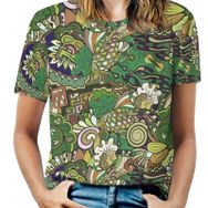 AILLOSA YH-446 Tamamı Baskılı Kısa Kollu Yuvarlak Yaka Kadın T-shirt