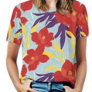 AILLOSA YH-447 Tamamı Baskılı Kısa Kollu Yuvarlak Yaka Kadın T-shirt