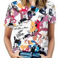 AILLOSA YH-448 Tamamı Baskılı Kısa Kollu Yuvarlak Yaka Kadın T-shirt