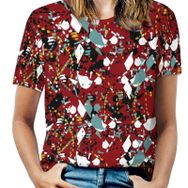 AILLOSA YH-45 Tamamı Baskılı Kısa Kollu Yuvarlak Yaka Kadın T-shirt