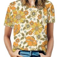 AILLOSA YH-450 Tamamı Baskılı Kısa Kollu Yuvarlak Yaka Kadın T-shirt