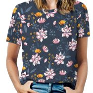 AILLOSA YH-454 Tamamı Baskılı Kısa Kollu Yuvarlak Yaka Kadın T-shirt
