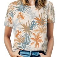 AILLOSA YH-455 Tamamı Baskılı Kısa Kollu Yuvarlak Yaka Kadın T-shirt