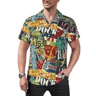AILLOSA YH-458 Aloha Hawaii Çiçek Baskılı 3D Desen Kısa Kollu Erkek Gömlek