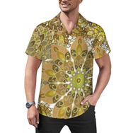 AILLOSA YH-46 Aloha Hawaii Çiçek Baskılı 3D Desen Kısa Kollu Erkek Gömlek