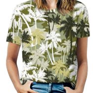 AILLOSA YH-460 Tamamı Baskılı Kısa Kollu Yuvarlak Yaka Kadın T-shirt