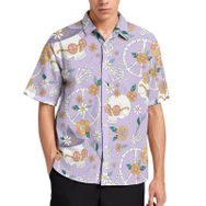 AILLOSA YH-462 Aloha Hawaii 3D Desen Kısa Kollu Erkek Gömlek