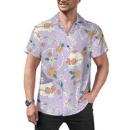 AILLOSA YH-462 Aloha Hawaii Çiçek Baskılı 3D Desen Kısa Kollu Erkek Gömlek