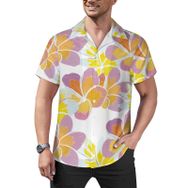 AILLOSA YH-463 Aloha Hawaii Çiçek Baskılı 3D Desen Kısa Kollu Erkek Gömlek