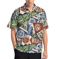 AILLOSA YH-466 Aloha Hawaii 3D Desen Kısa Kollu Erkek Gömlek
