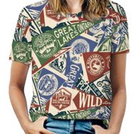 AILLOSA YH-466 Tamamı Baskılı Kısa Kollu Yuvarlak Yaka Kadın T-shirt
