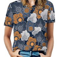 AILLOSA YH-467 Tamamı Baskılı Kısa Kollu Yuvarlak Yaka Kadın T-shirt