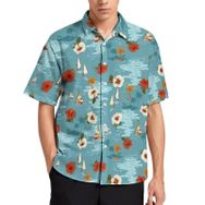 AILLOSA YH-469 Aloha Hawaii 3D Desen Kısa Kollu Erkek Gömlek