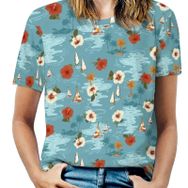 AILLOSA YH-469 Tamamı Baskılı Kısa Kollu Yuvarlak Yaka Kadın T-shirt